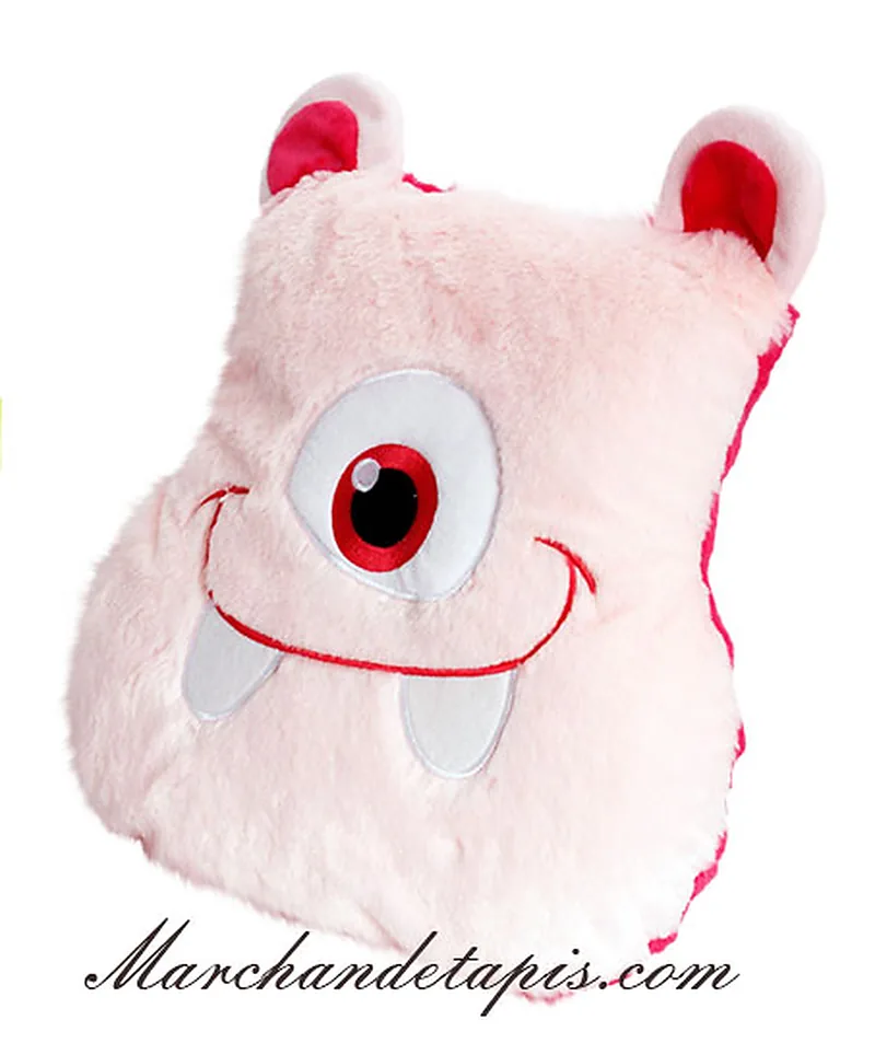 Coussin Peluche Monstre Rose clair - Taille 30cm